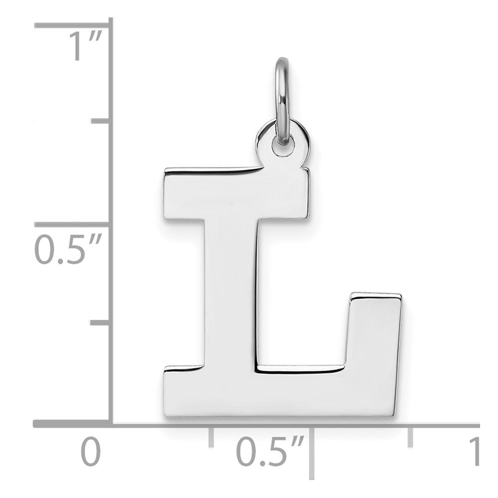 Groß Sterlingsilber Rhodiniert Block Buchstabe L Initiale Charm