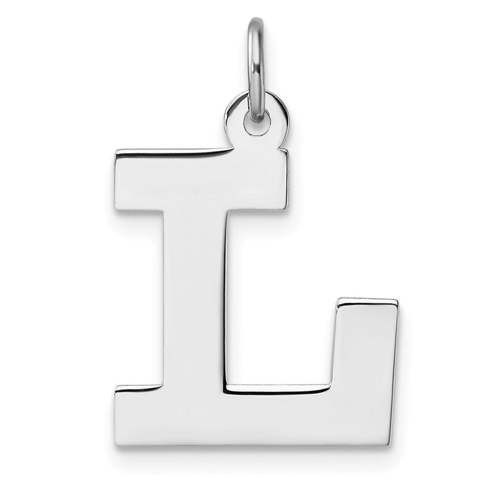 Groß Sterlingsilber Rhodiniert Block Buchstabe L Initiale Charm
