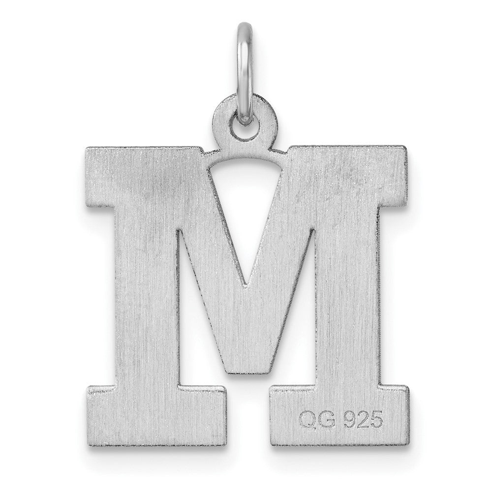 Groß Sterlingsilber Rhodiniert Block Buchstabe M Initiale Charm