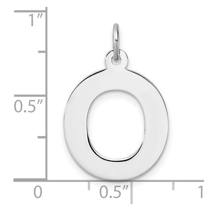 Groß Sterlingsilber Rhodiniert Block Buchstabe O Initiale Charm