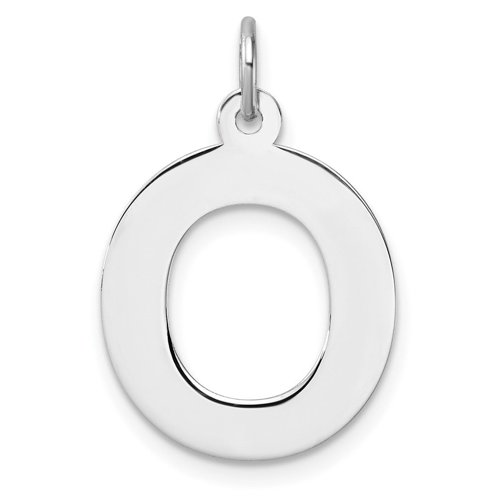 Groß Sterlingsilber Rhodiniert Block Buchstabe O Initiale Charm