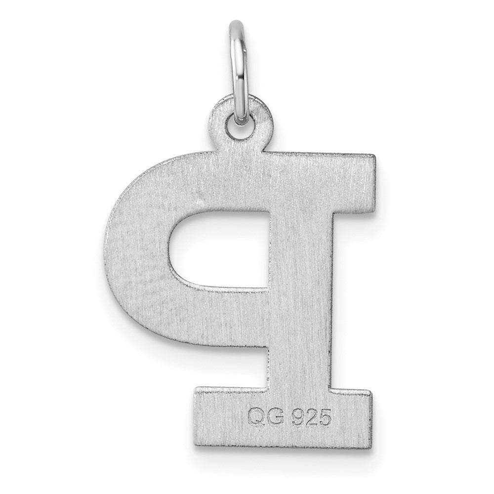 Groß Sterlingsilber Rhodiniert Block Buchstabe P Initiale Charm