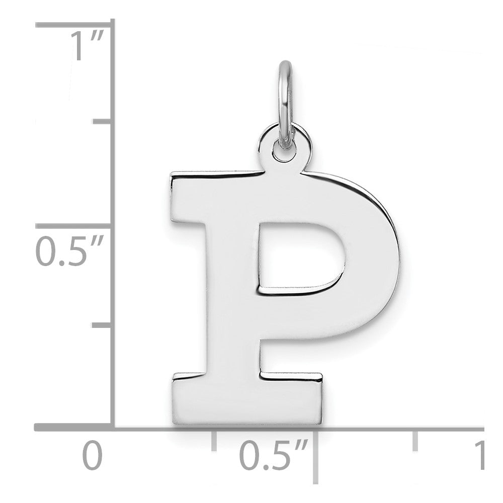 Groß Sterlingsilber Rhodiniert Block Buchstabe P Initiale Charm