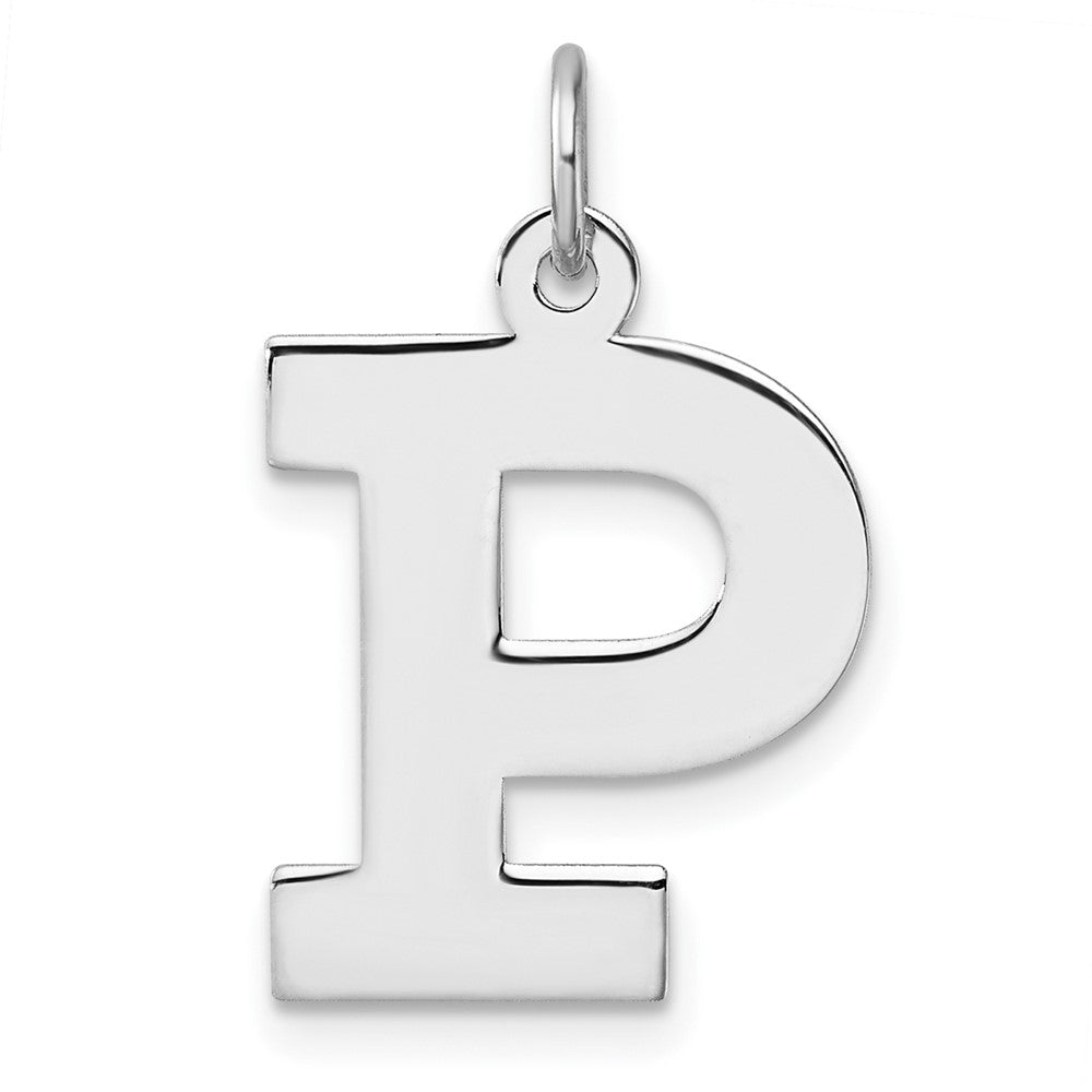 Groß Sterlingsilber Rhodiniert Block Buchstabe P Initiale Charm