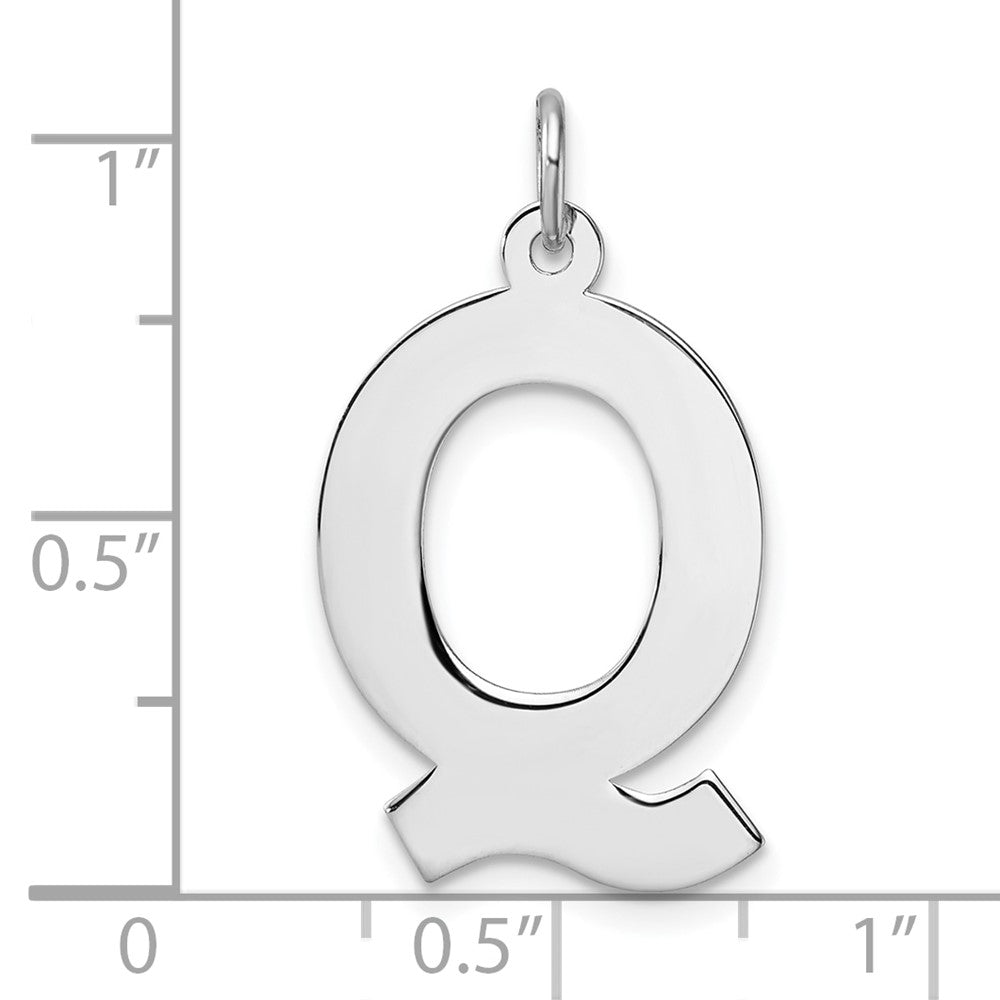 Groß Sterlingsilber Rhodiniert Block Buchstabe Q Initiale Charm
