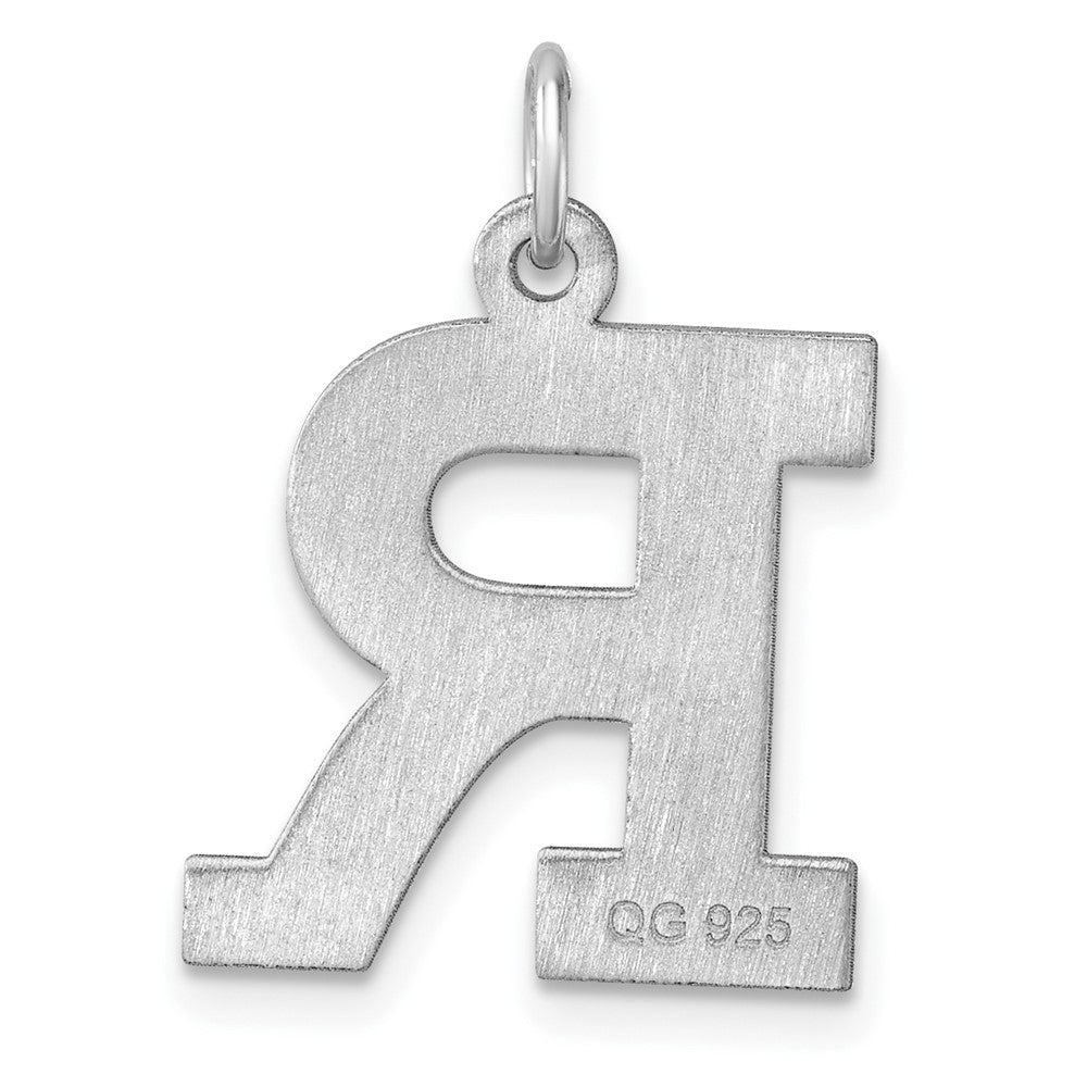 Groß Sterlingsilber Rhodiniert Block Buchstabe R Initiale Charm