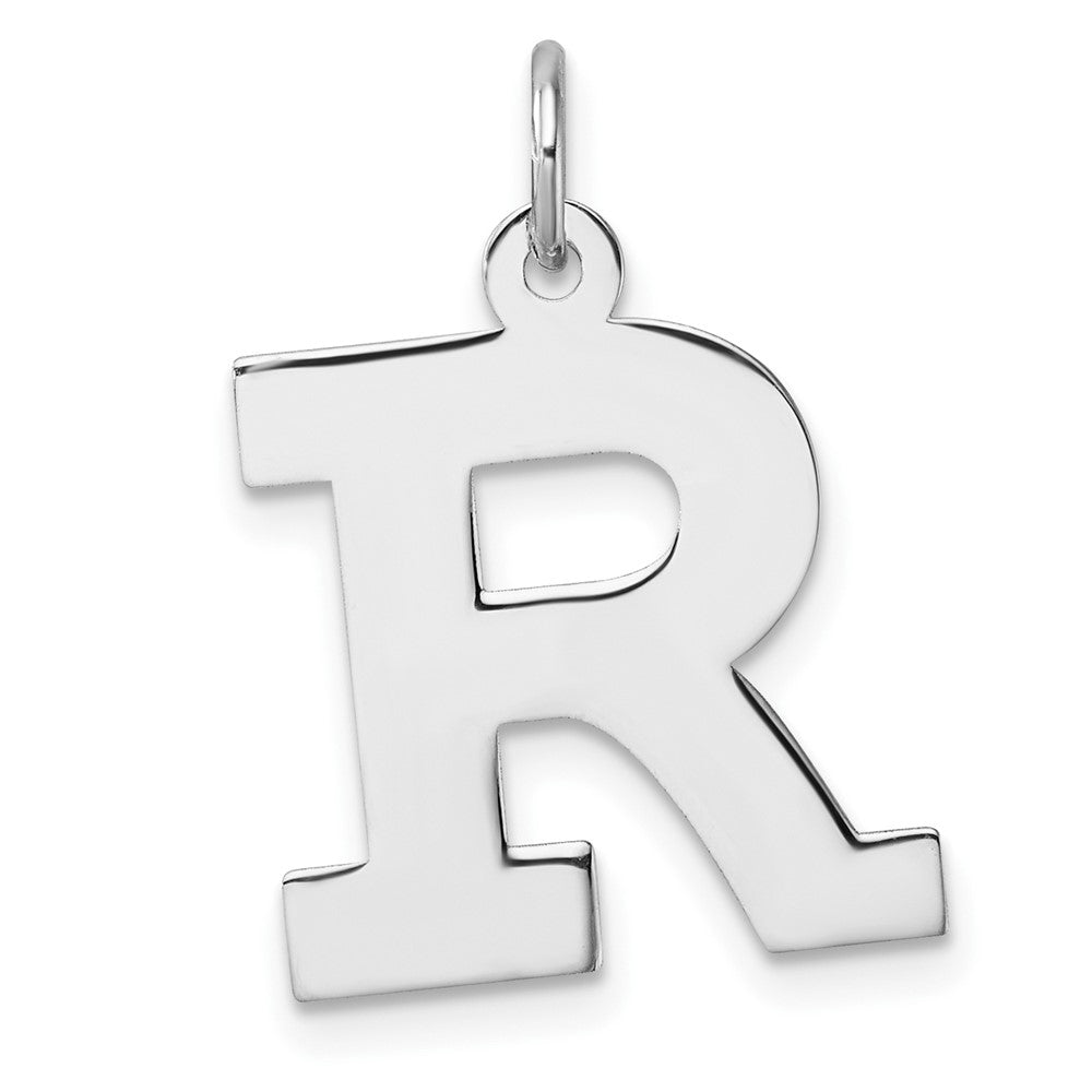 Groß Sterlingsilber Rhodiniert Block Buchstabe R Initiale Charm