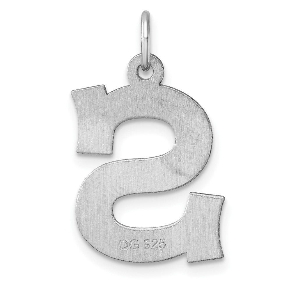 Groß Sterlingsilber Rhodiniert Block Buchstabe S Initiale Charm