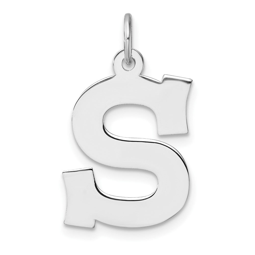 Groß Sterlingsilber Rhodiniert Block Buchstabe S Initiale Charm