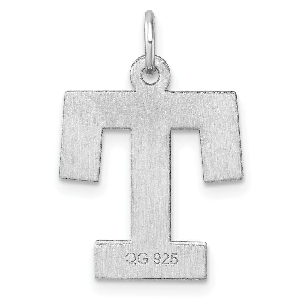 Groß Sterlingsilber Rhodiniert Block Buchstabe T Initiale Charm