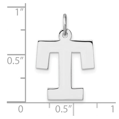 Groß Sterlingsilber Rhodiniert Block Buchstabe T Initiale Charm