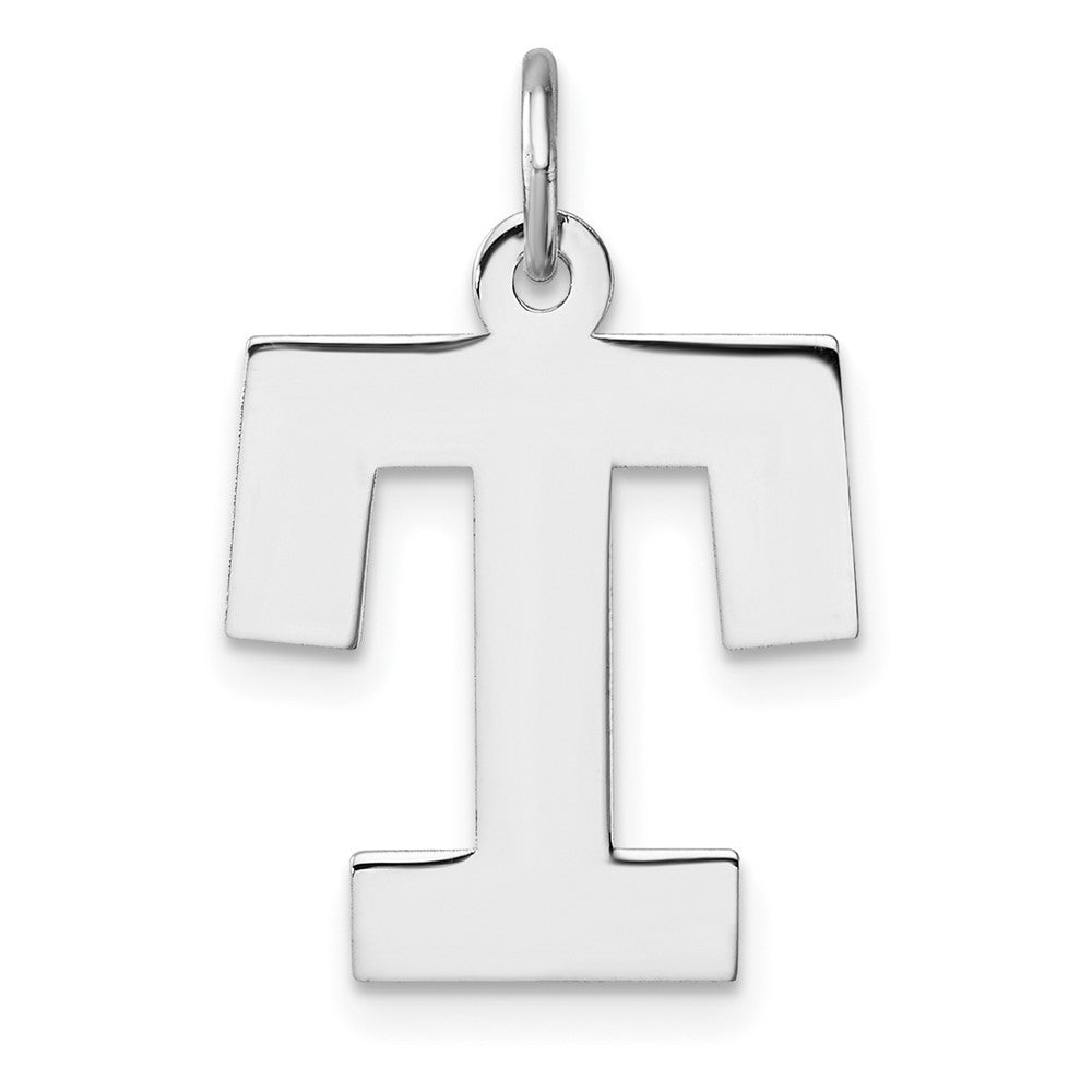 Groß Sterlingsilber Rhodiniert Block Buchstabe T Initiale Charm