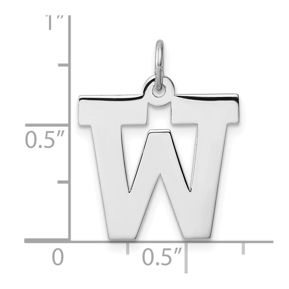 Groß Sterlingsilber Rhodiniert Block Buchstabe W Initiale Charm