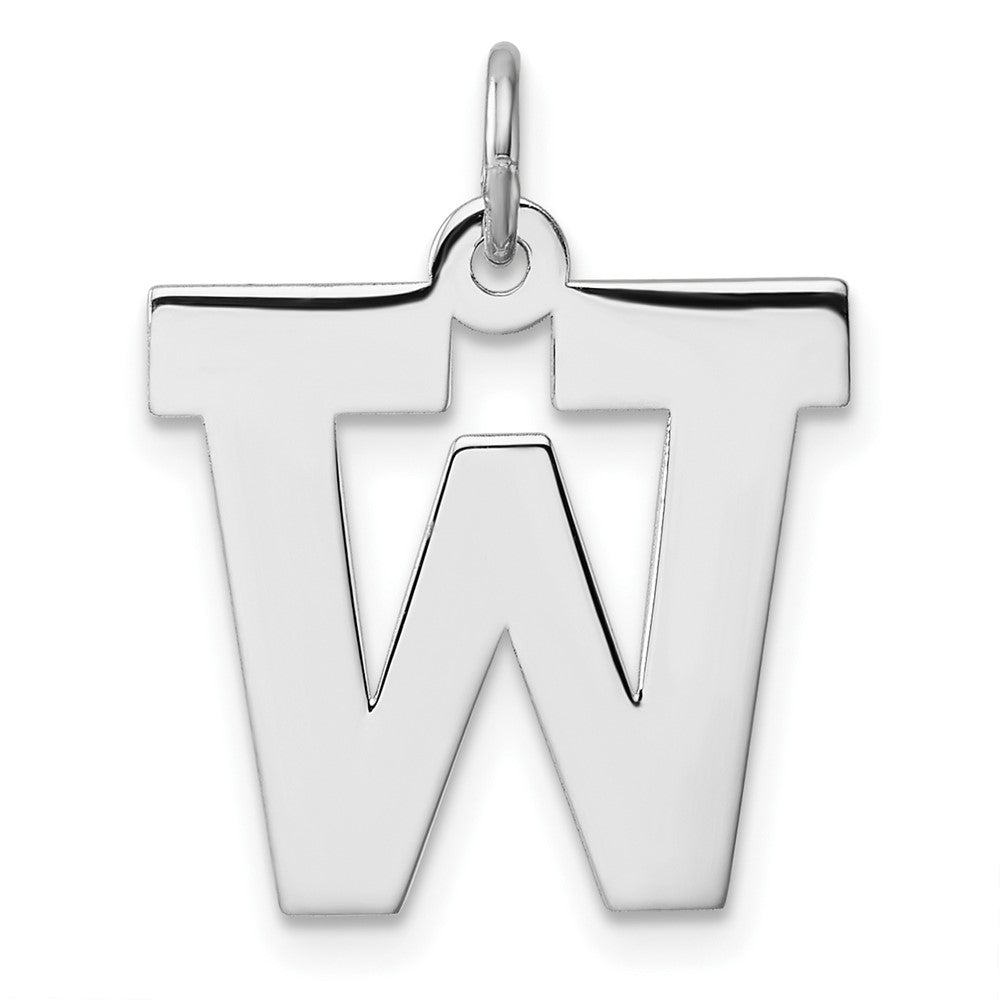 Groß Sterlingsilber Rhodiniert Block Buchstabe W Initiale Charm