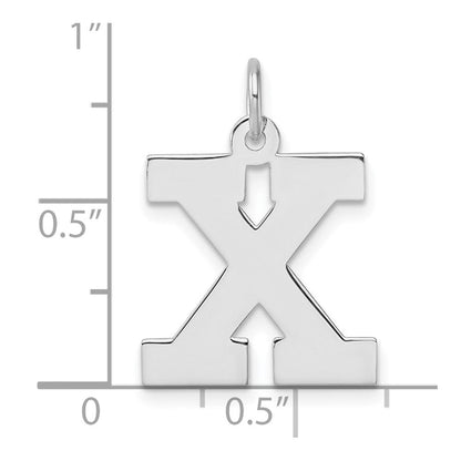 Groß Sterlingsilber Rhodiniert Block Buchstabe X Initiale Charm