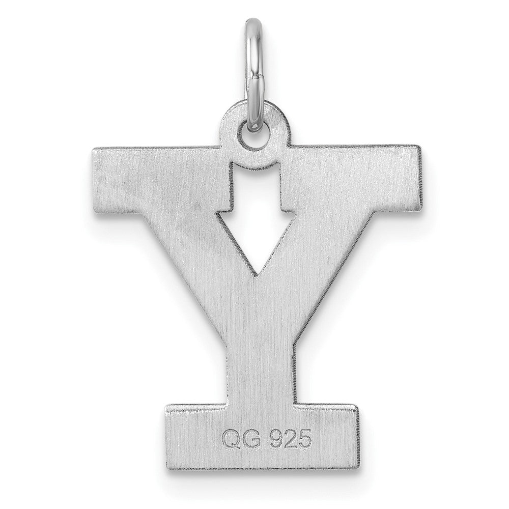 Groß Sterlingsilber Rhodiniert Block Buchstabe Y Initiale Charm