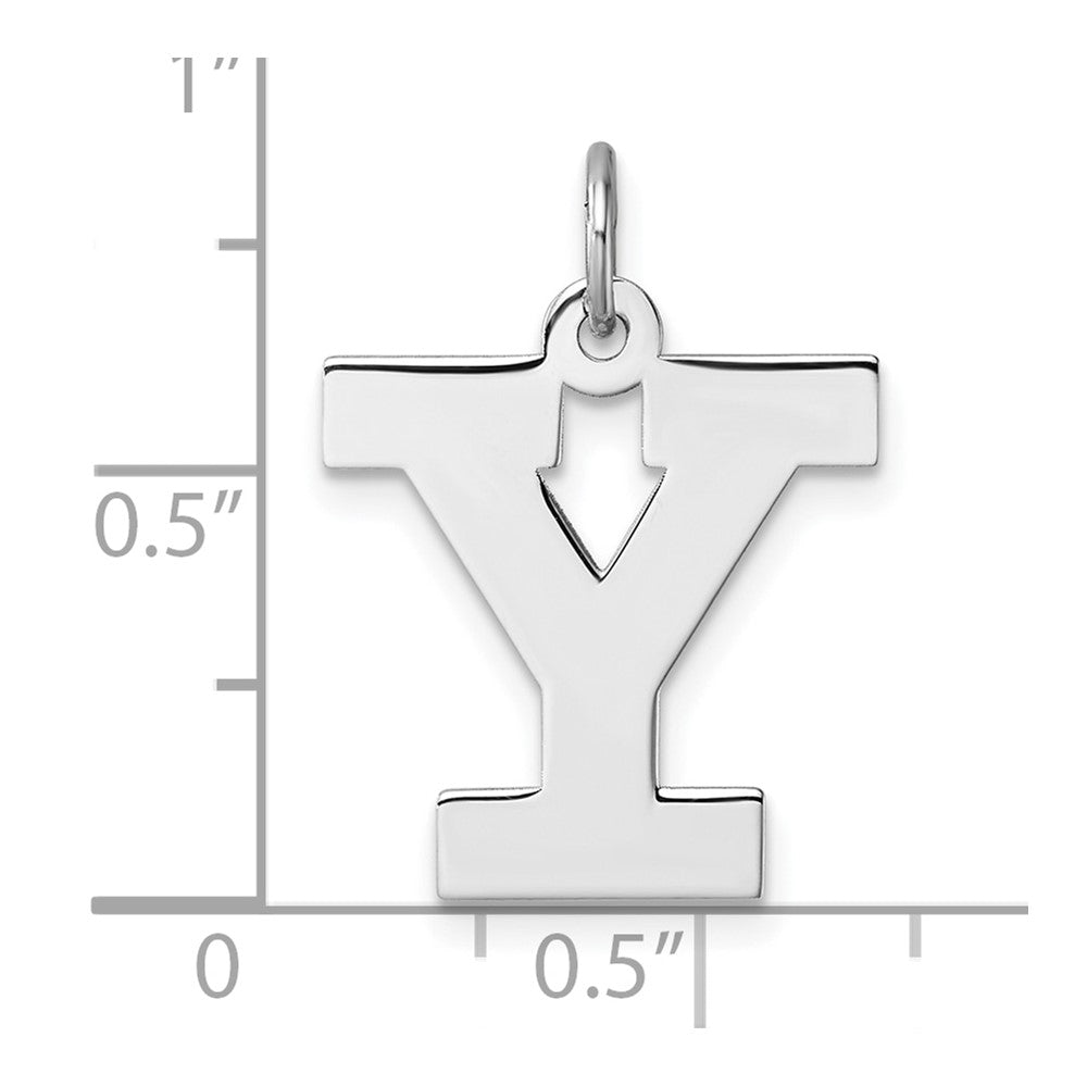 Groß Sterlingsilber Rhodiniert Block Buchstabe Y Initiale Charm