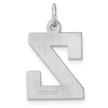 Groß Sterlingsilber Rhodiniert Block Buchstabe Z Initiale Charm