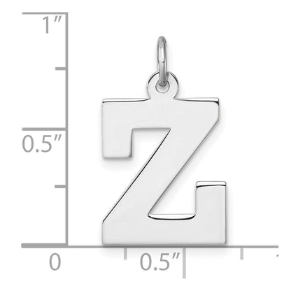 Groß Sterlingsilber Rhodiniert Block Buchstabe Z Initiale Charm