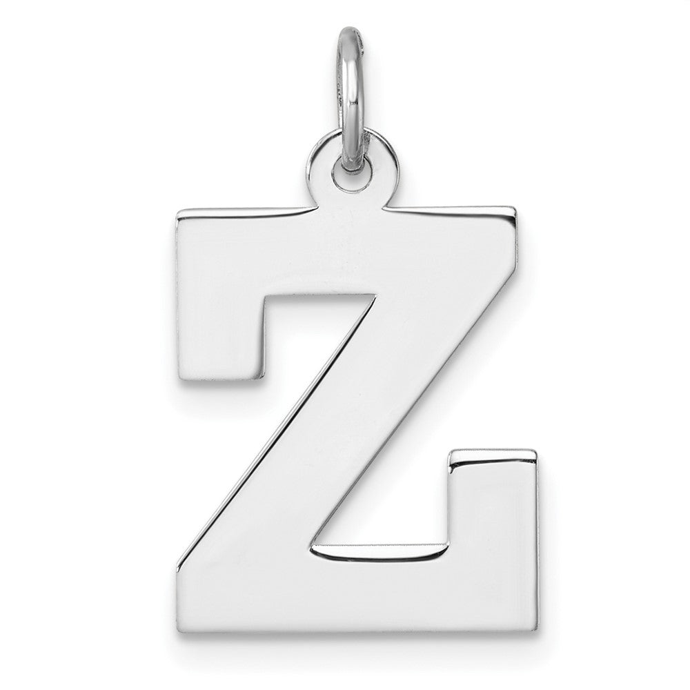 Groß Sterlingsilber Rhodiniert Block Buchstabe Z Initiale Charm