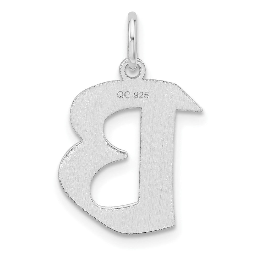 Klein Sterlingsilber Rhodiniert Artisan Block Buchstabe B Initiale Charm