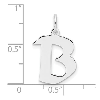 Klein Sterlingsilber Rhodiniert Artisan Block Buchstabe B Initiale Charm