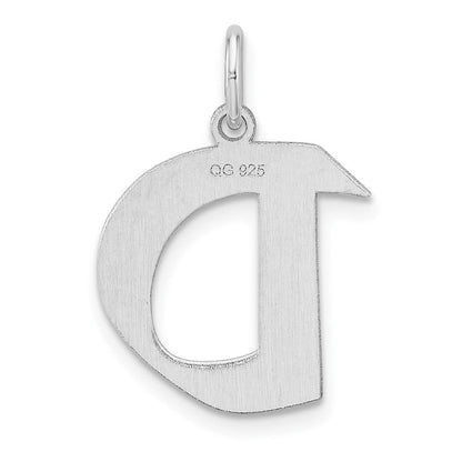 Klein Sterlingsilber Rhodiniert Artisan Block Buchstabe D Initiale Charm