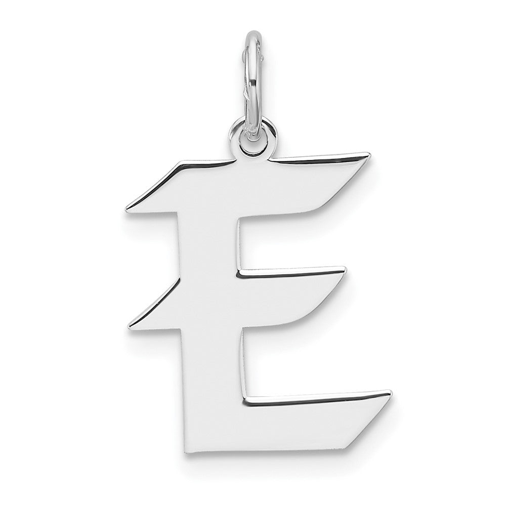 Klein Sterlingsilber Rhodiniert Artisan Block Buchstabe E Initiale Charm