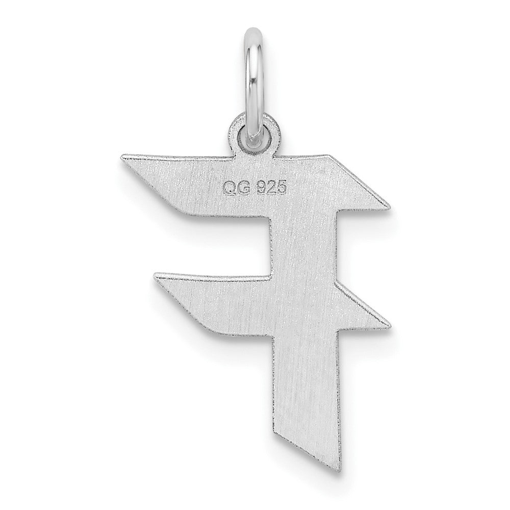 Klein Sterlingsilber Rhodiniert Artisan Block Buchstabe F Initiale Charm