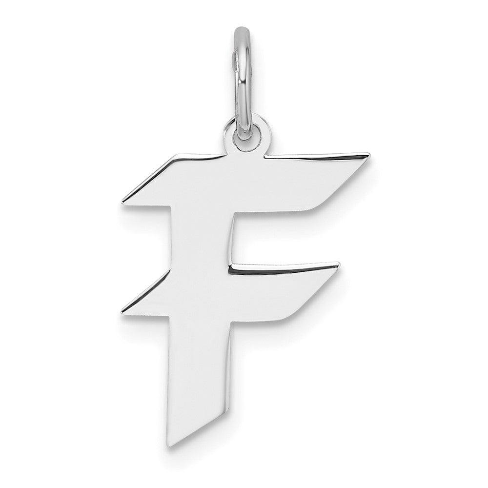 Klein Sterlingsilber Rhodiniert Artisan Block Buchstabe F Initiale Charm