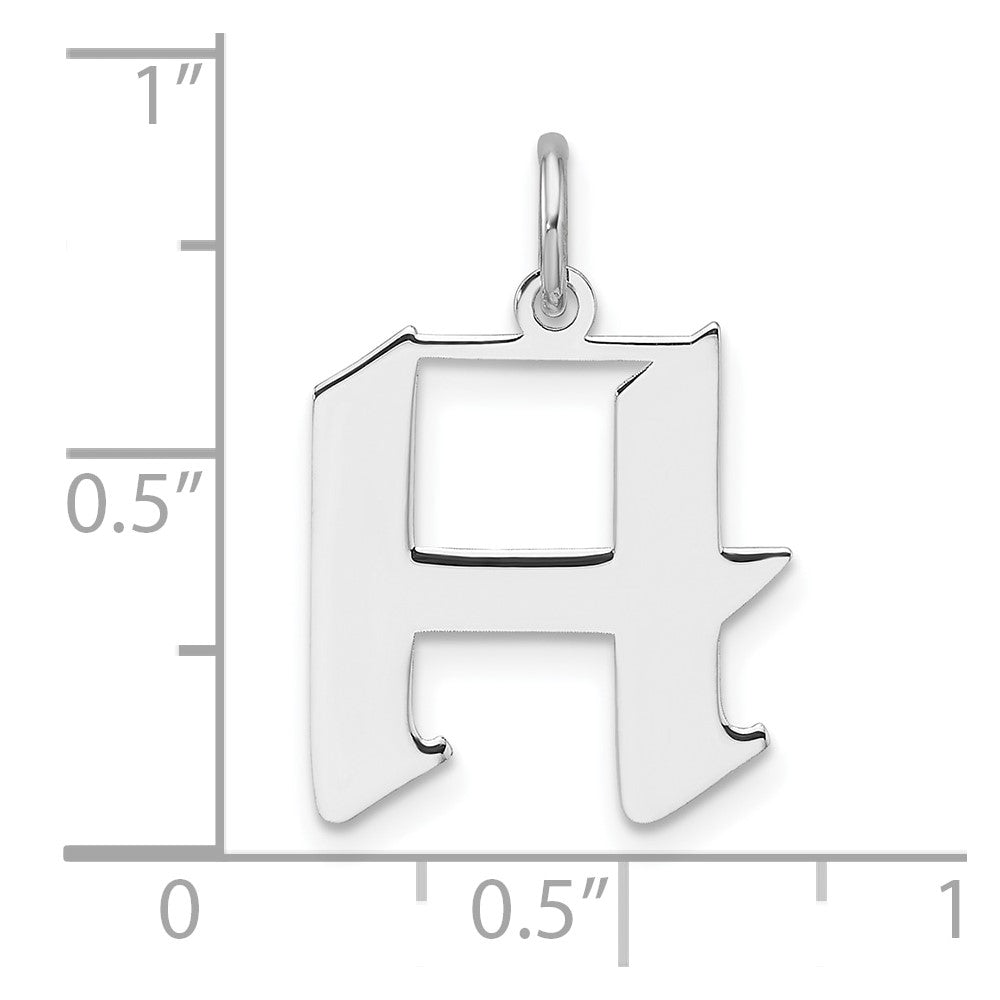 Klein Sterlingsilber Rhodiniert Artisan Block Buchstabe H Initiale Charm