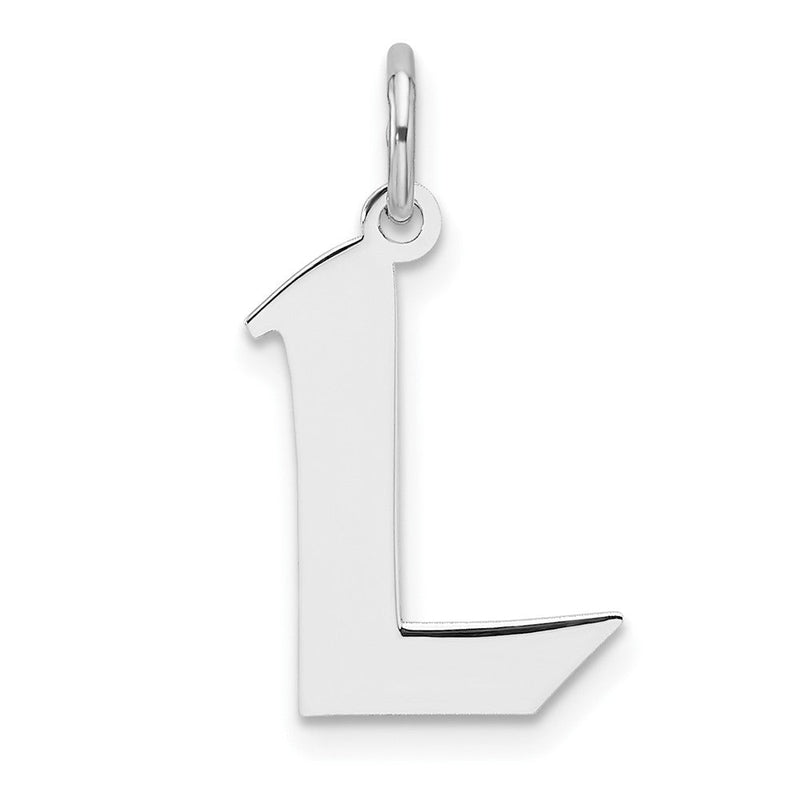 Klein Sterlingsilber Rhodiniert Artisan Block Buchstabe L Initiale Charm