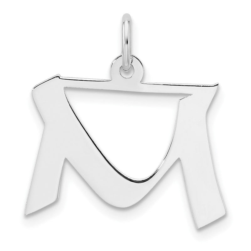 Klein Sterlingsilber Rhodiniert Artisan Block Buchstabe M Initiale Charm