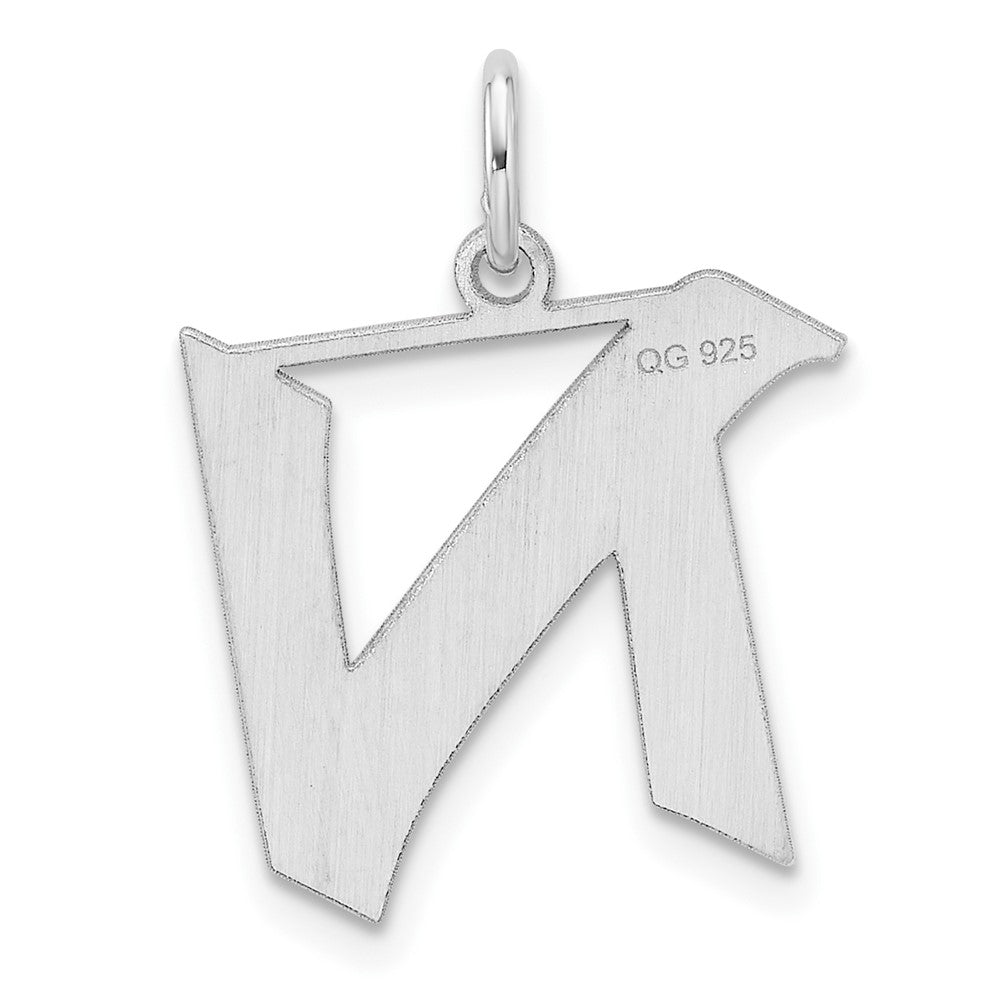 Klein Sterlingsilber Rhodiniert Artisan Block Buchstabe N Initiale Charm
