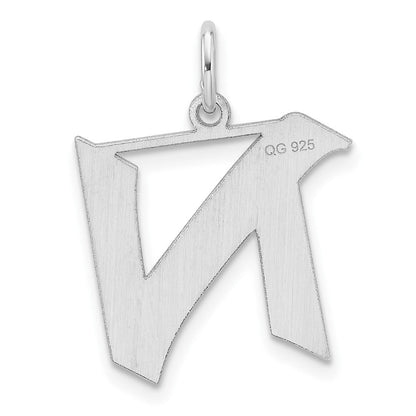Klein Sterlingsilber Rhodiniert Artisan Block Buchstabe N Initiale Charm