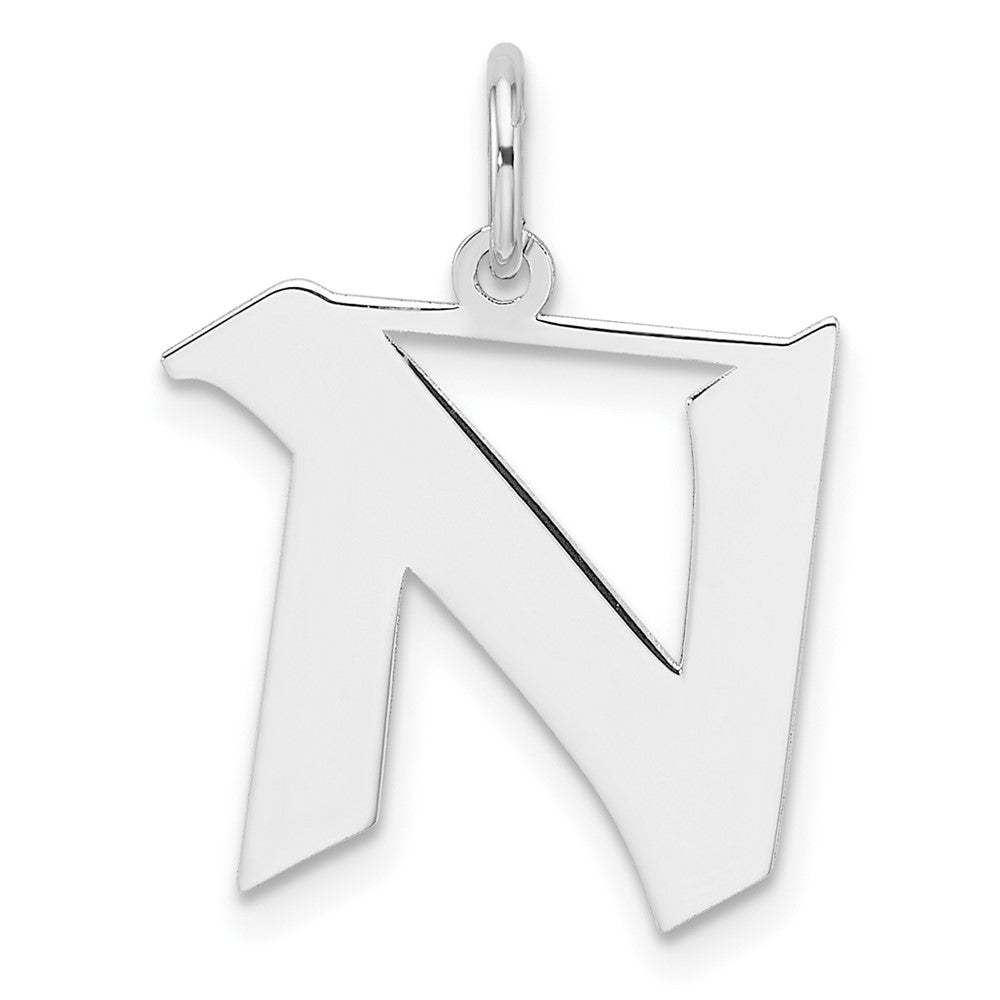 Klein Sterlingsilber Rhodiniert Artisan Block Buchstabe N Initiale Charm