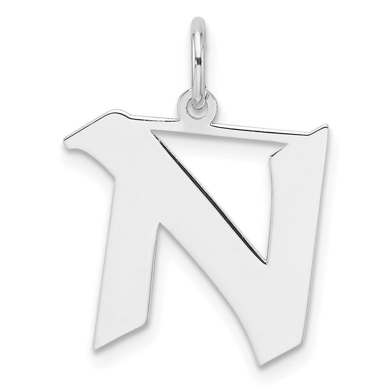 Klein Sterlingsilber Rhodiniert Artisan Block Buchstabe N Initiale Charm