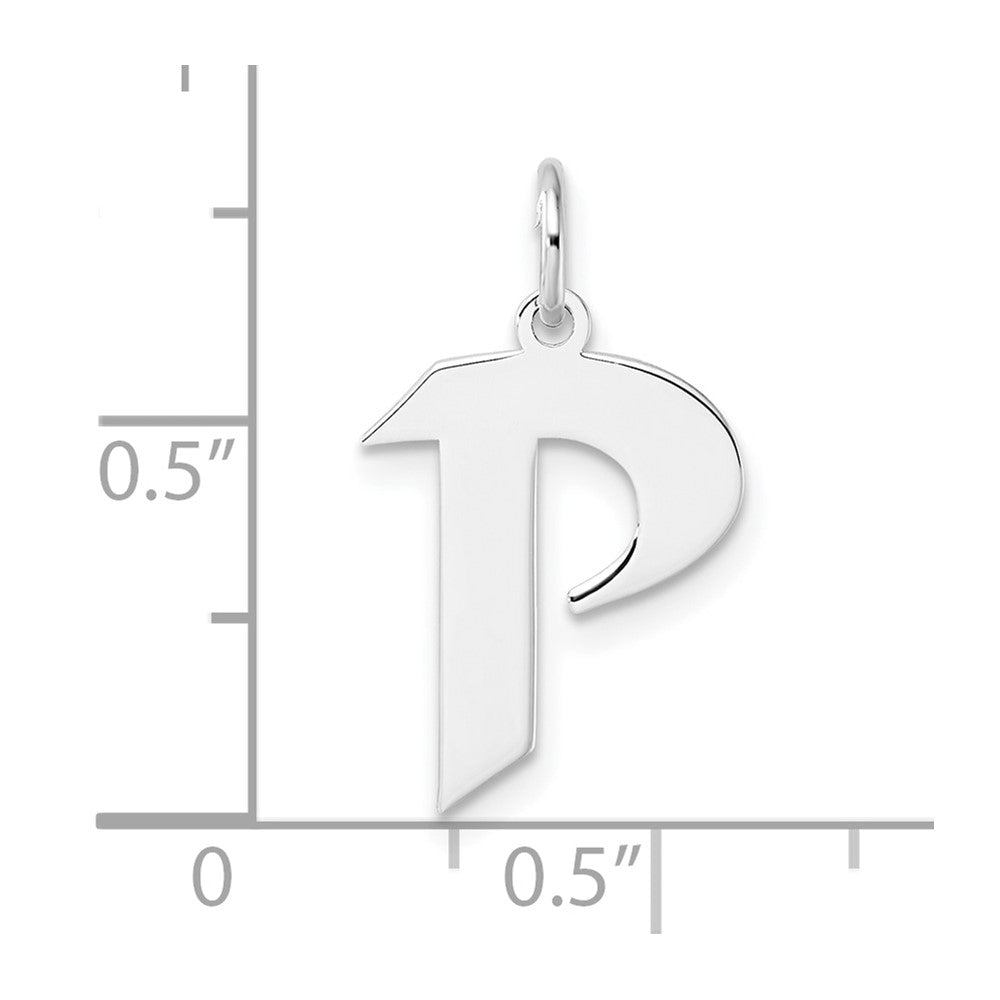 Klein Sterlingsilber Rhodiniert Artisan Block Buchstabe P Initiale Charm