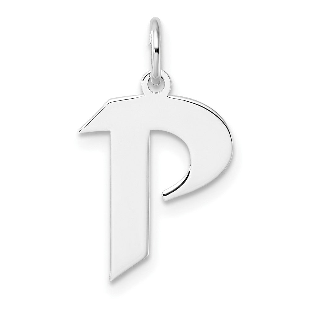 Klein Sterlingsilber Rhodiniert Artisan Block Buchstabe P Initiale Charm