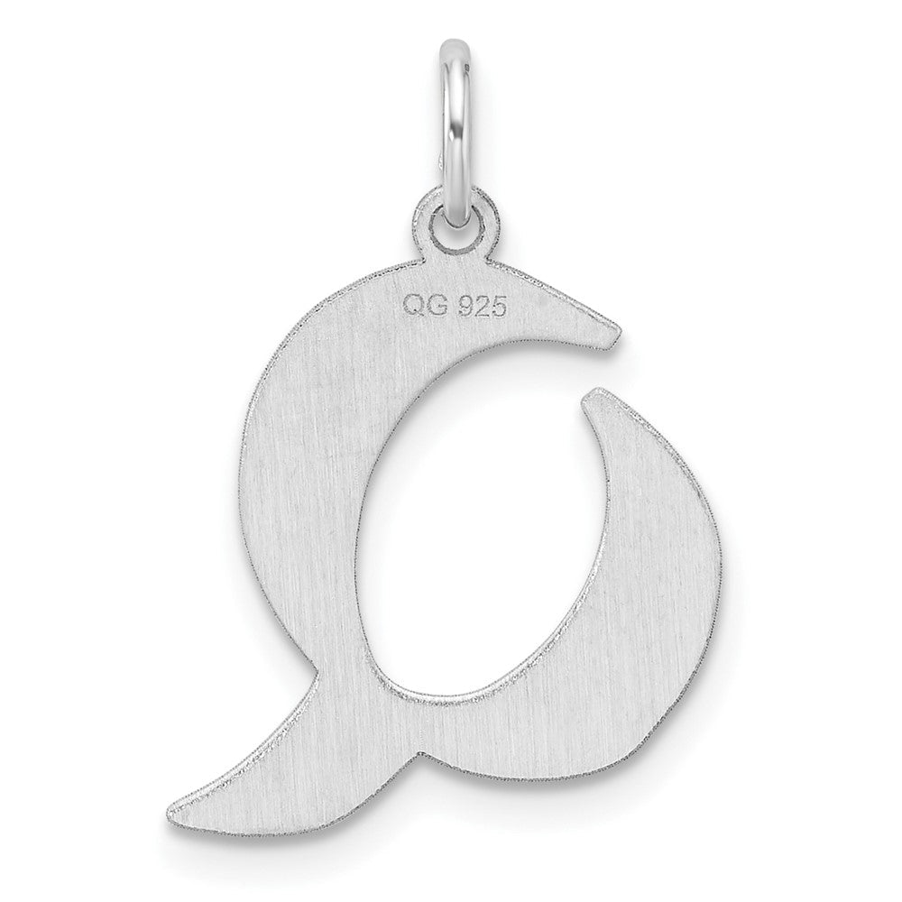 Klein Sterlingsilber Rhodiniert Artisan Block Buchstabe Q Initiale Charm
