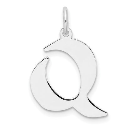 Klein Sterlingsilber Rhodiniert Artisan Block Buchstabe Q Initiale Charm