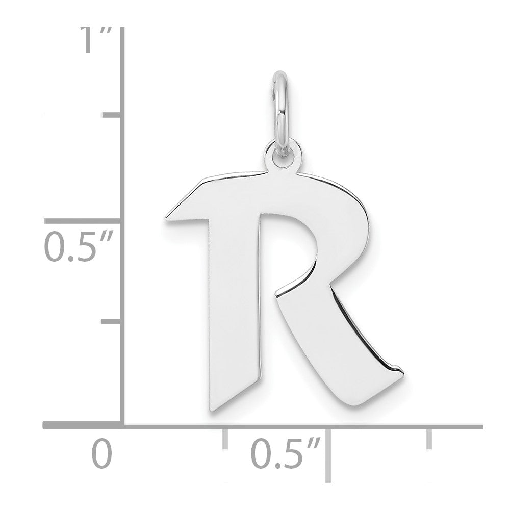 Klein Sterlingsilber Rhodiniert Artisan Block Buchstabe R Initiale Charm