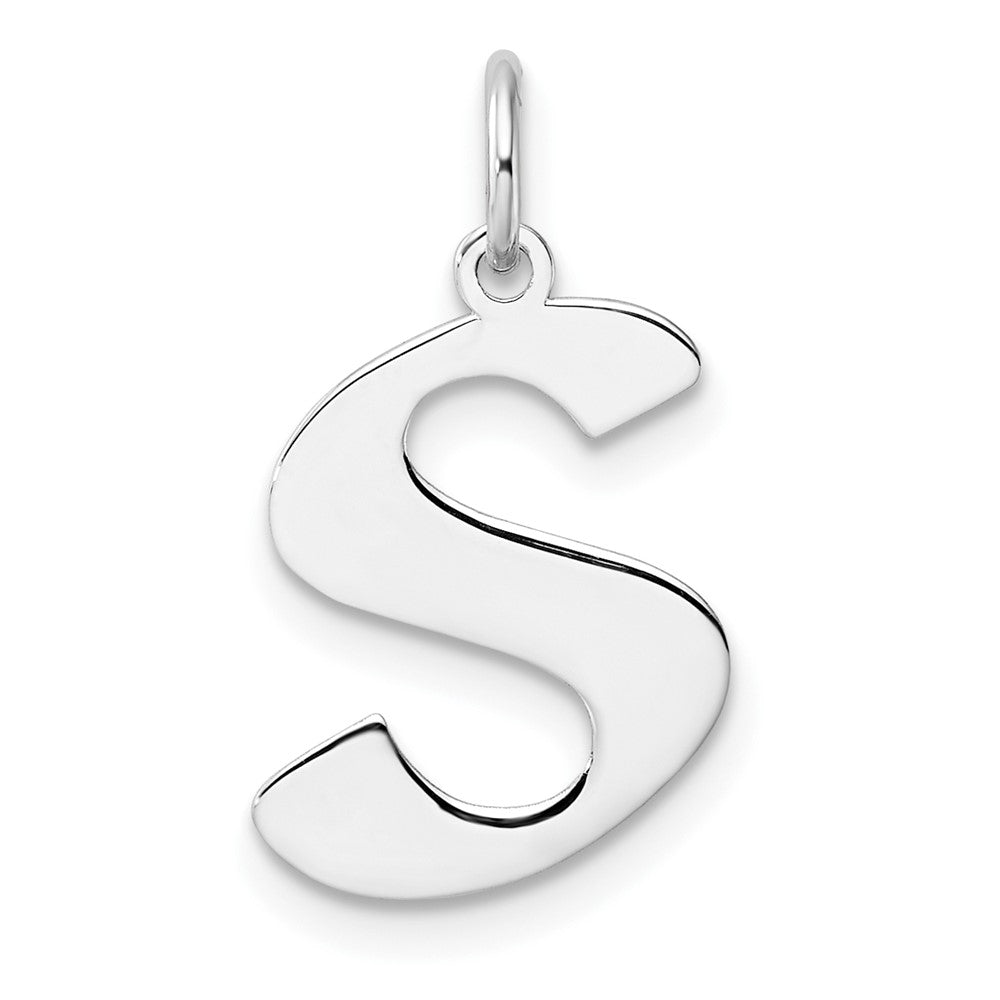 Klein Sterlingsilber Rhodiniert Artisan Block Buchstabe S Initiale Charm