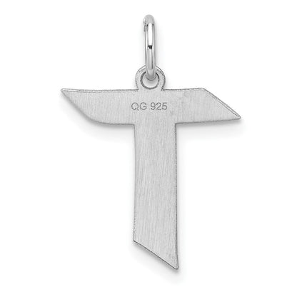 Klein Sterlingsilber Rhodiniert Artisan Block Buchstabe T Initiale Charm