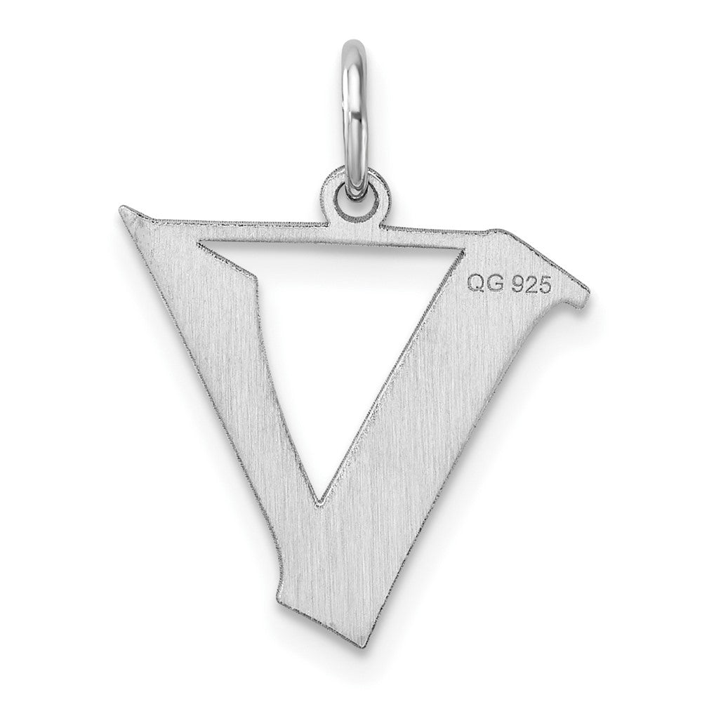 Klein Sterlingsilber Rhodiniert Artisan Block Buchstabe V Initiale Charm