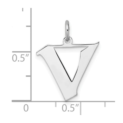 Klein Sterlingsilber Rhodiniert Artisan Block Buchstabe V Initiale Charm