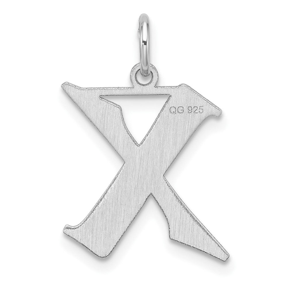 Klein Sterlingsilber Rhodiniert Artisan Block Buchstabe X Initiale Charm
