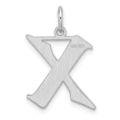 Klein Sterlingsilber Rhodiniert Artisan Block Buchstabe X Initiale Charm