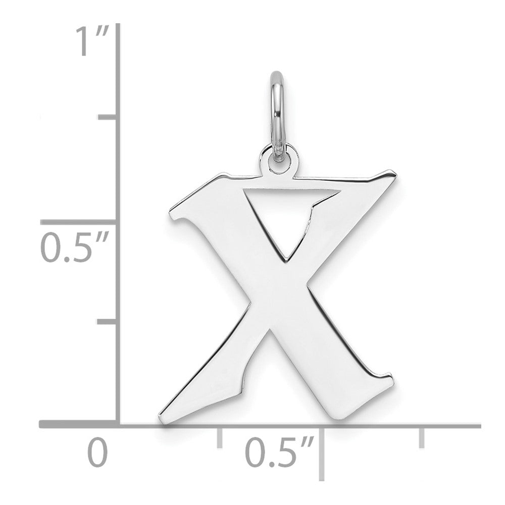 Klein Sterlingsilber Rhodiniert Artisan Block Buchstabe X Initiale Charm
