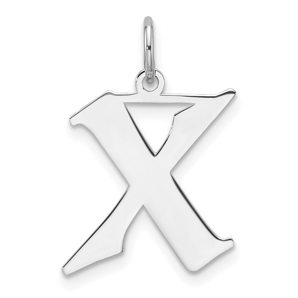 Klein Sterlingsilber Rhodiniert Artisan Block Buchstabe X Initiale Charm